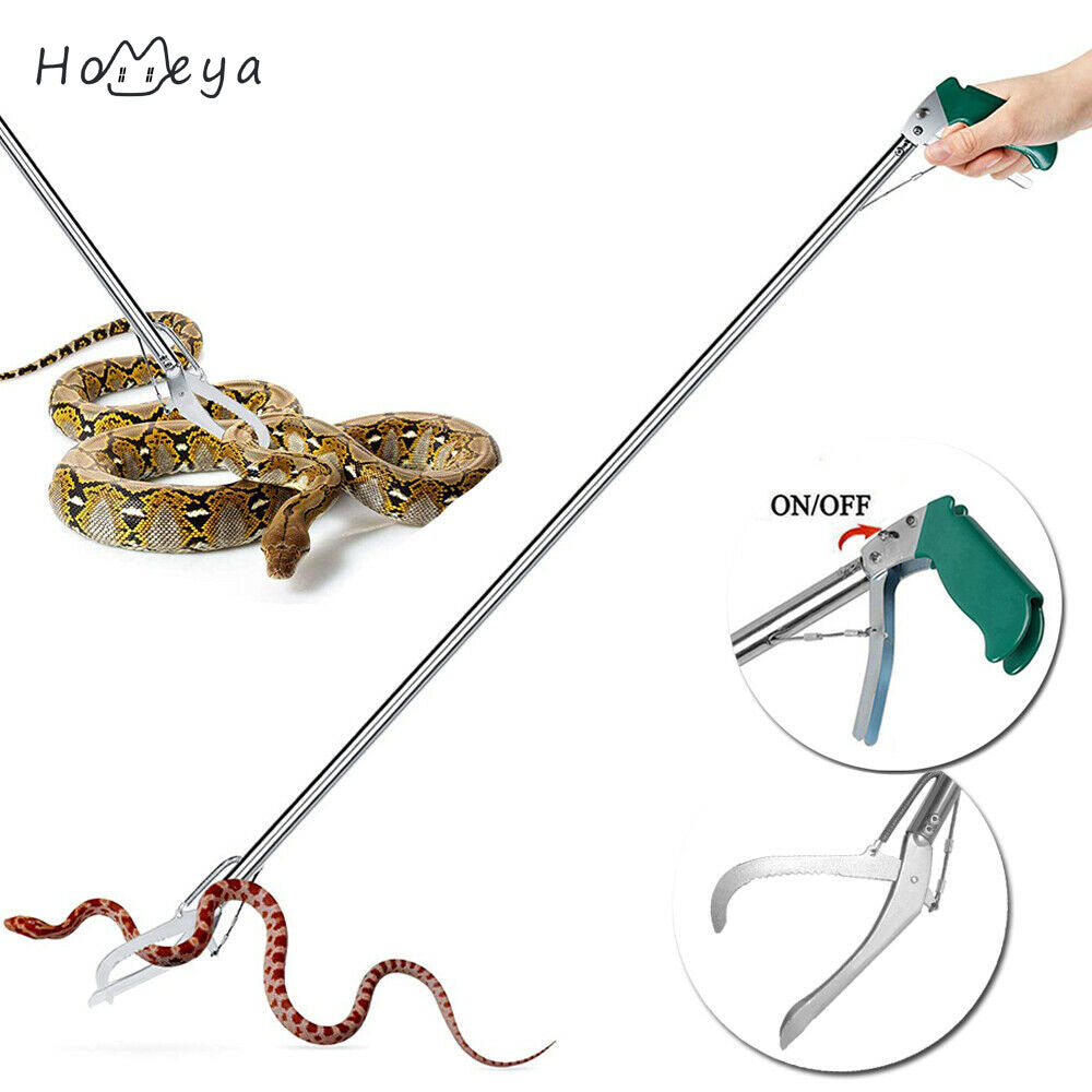 Homeya 47” Snake Tongs Catcher Grabber Hook Stick Handling Tool Heavy Duty